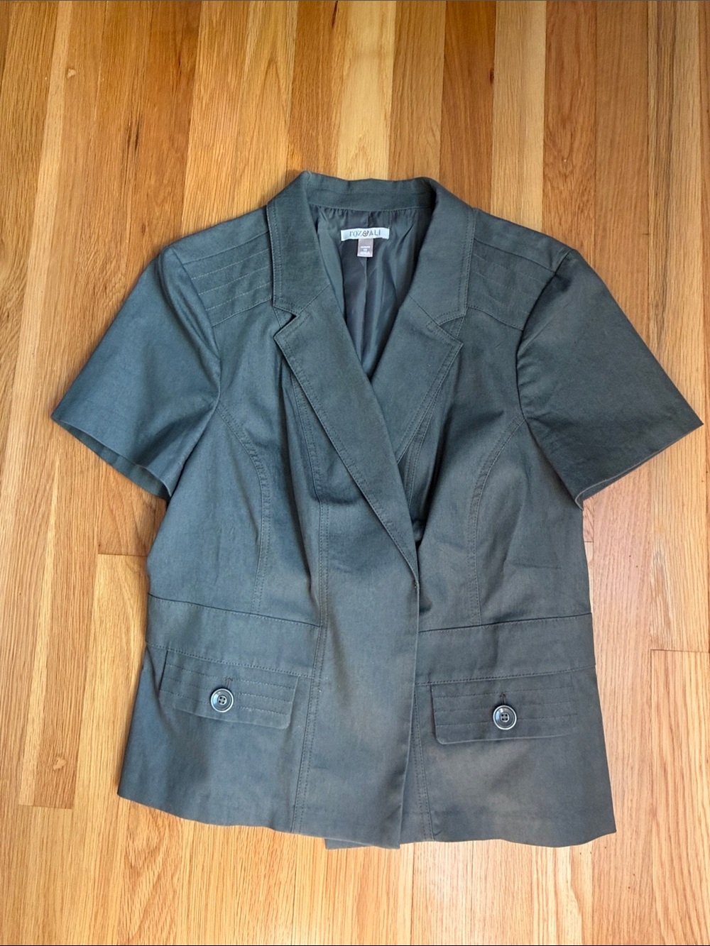 Short-Sleeve Olive Blazer Jacket